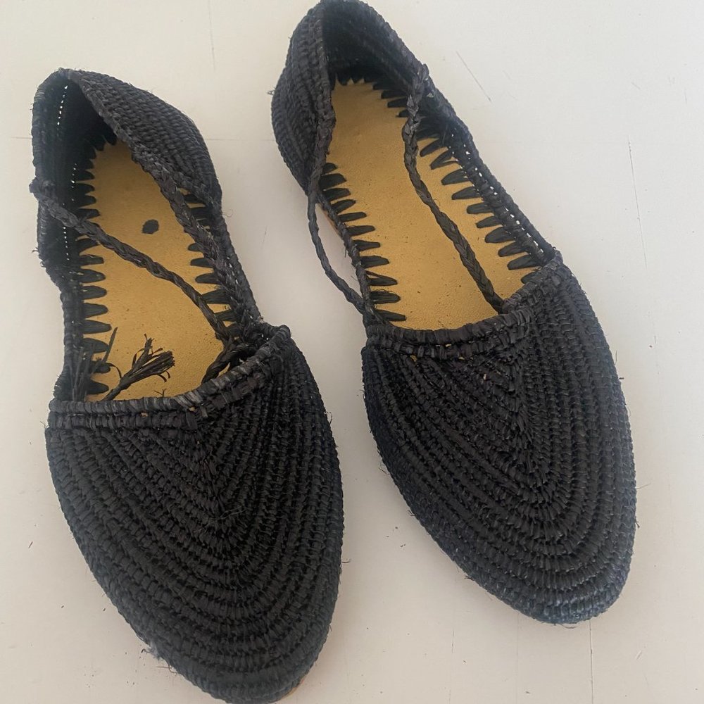 Handmade Rafia Dorsay Flats Sandals - Picture 5 of 8